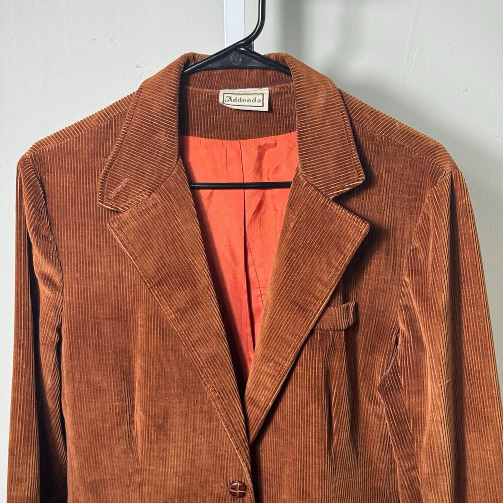 Vintage Addenda Brown Corduroy Blazer Women’s Small Dark Academia 70s Jacket